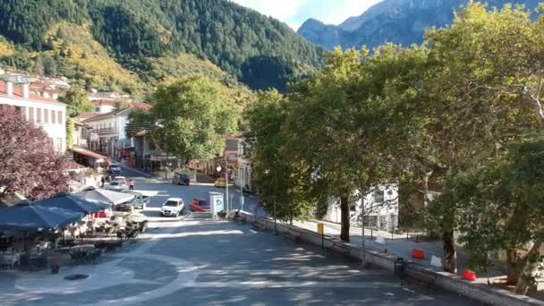 Widok Powietrza Miasto Konitsa Tymfi Mount Zagori Epirus Grecja Europa — Wideo stockowe