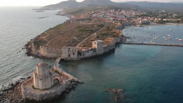 Aerial View Methoni Castle Fortified City Its One Most Important — Stock Video