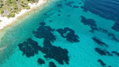 Panoramic aerial view over Milia beach in Alonnisos island, Greece, Europe.