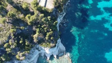 Panoramic aerial view over Milia beach in Alonnisos island, Greece, Europe.