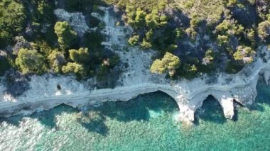 Panoramic aerial view over Milia beach in Alonnisos island, Greece, Europe.