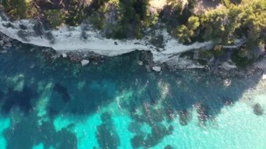 Panoramic aerial view over Milia beach in Alonnisos island, Greece, Europe.