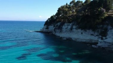 Panoramic aerial view over Milia beach in Alonnisos island, Greece, Europe.