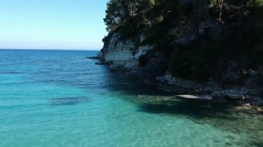 Panoramic aerial view over Milia beach in Alonnisos island, Greece, Europe.