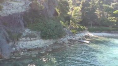 Panoramic aerial view over Milia beach in Alonnisos island, Greece, Europe.