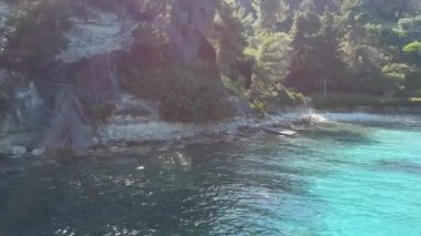 Panoramic aerial view over Milia beach in Alonnisos island, Greece, Europe.