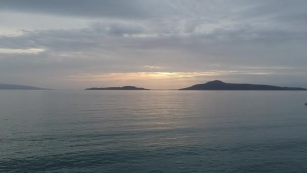 Aerial Panoramic View Elafonisos Island Laconian Gulf Sunset Peloponnese Greece — Stok video