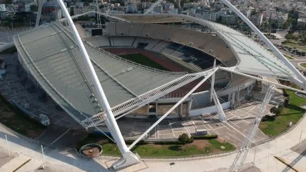 Εικονική Εναέρια Άποψη Του Ολυμπιακού Σταδίου Οακα Στην Αθήνα Σχέδιο — Αρχείο Βίντεο