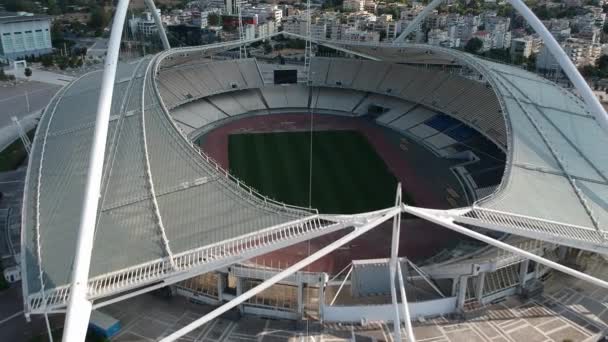 Vue Aérienne Imprenable Sur Stade Olympique Oaka Athènes Grèce Conçu — Video