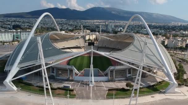 Atina Atina Daki Oaka Olimpiyat Stadyumu Üzerindeki Ikonik Hava Manzarası — Stok video