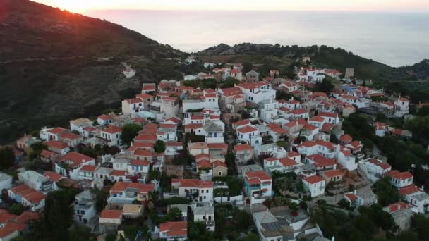 Aerial Panoramic View Chora Beautiful Old Village Alonnisos Island Sporades — Stockvideo