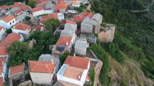 Aerial Panoramic View Chora Beautiful Old Village Alonnisos Island Sporades — Vídeos de Stock