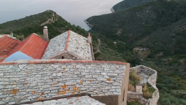 Aerial Panoramic View Chora Beautiful Old Village Alonnisos Island Sporades — Video