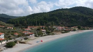 Amazing scenery over Skopelos island Greece in Autumn. Skopelos is the largest island of Sporades complex, covering 96 square km covered at 80% of its total extent from Pinewoods