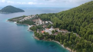 Amazing scenery over Skopelos island Greece in Autumn. Skopelos is the largest island of Sporades complex, covering 96 square km covered at 80% of its total extent from Pinewoods