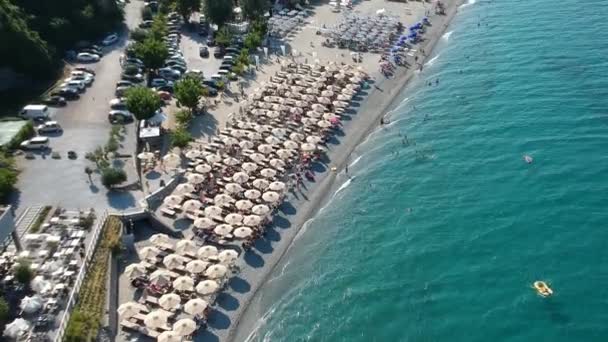 Aerial View Famous Panteleimonas Beach Pieria Greece — Stock Video