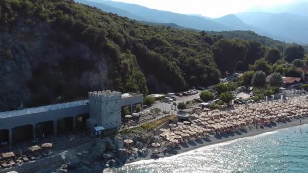 Вид Воздуха Знаменитый Пляж Пантелеймонас Пьерия Греция — стоковое видео