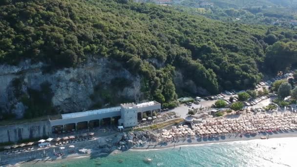 Uitzicht Vanuit Lucht Het Beroemde Strand Panteleimonas Pieria Griekenland — Stockvideo