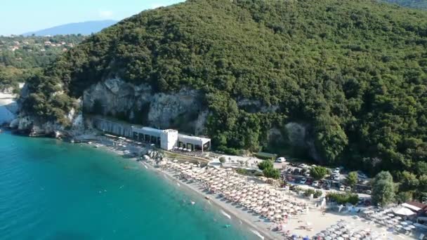 Vista Aérea Famosa Playa Panteleimonas Pieria Grecia — Vídeos de Stock