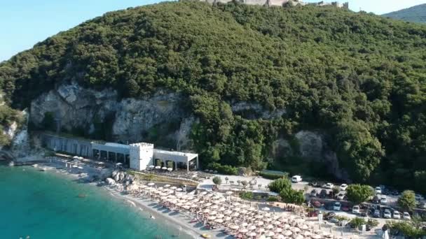 Вид Воздуха Знаменитый Пляж Пантелеймонас Пьерия Греция — стоковое видео