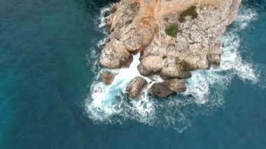 Aerial panoramic view over Patitiri, the capital town of Alonnisos island in Sporades, Aegean sea, Greece in Sporades, Magnesia, Aegean sea, Greece