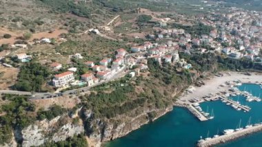 Aerial view of the beautiful seaside city of Pylos located in western Messenia in Peloponnese, Greece