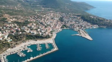 Aerial view of the beautiful seaside city of Pylos located in western Messenia in Peloponnese, Greece