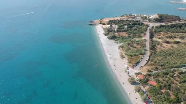 Aerial View Santova Coastal Area Messinia Greece Summer Scenery Beautiful — Stockvideo