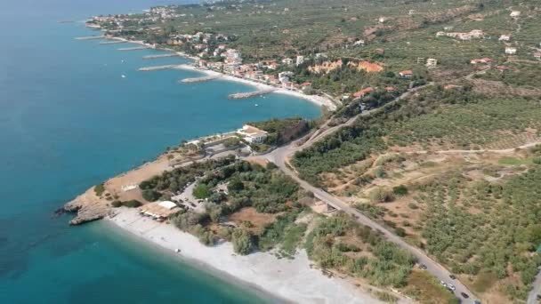 Aerial View Santova Coastal Area Messinia Greece Summer Scenery Beautiful — Stock videók