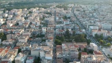 Aerial video of the modern city of Sparti Greece. Sparti was founded to commemorate the famous ancient town of Sparta in Laconia, Greece