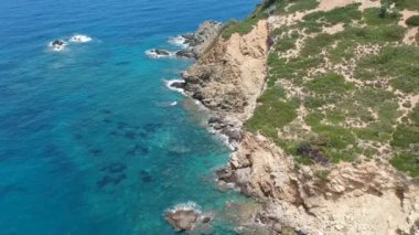 Aerial view over Tsoukalia beach in Alonissos, Sporades, Greece