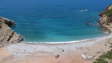 Aerial view over Tsoukalia beach in Alonissos, Sporades, Greece