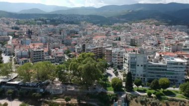 Aerial panoramic view of Veria city, Central Macedonia, Greece.