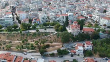 Aerial panoramic view of Veria city, Central Macedonia, Greece.