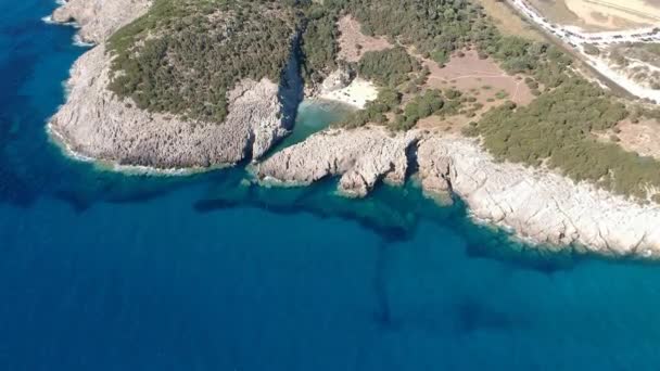 Aerial View Iconic Beach Glossa Voidokilia Beach Romanos Area Messenia — Wideo stockowe