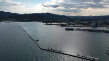 Aerial view over Volos seaside city, Magnesia, Greece