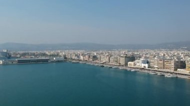 Aerial view over Volos seaside city, Magnesia, Greece