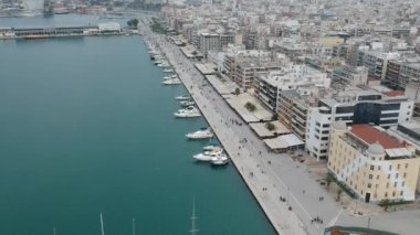 Aerial view over Volos seaside city, Magnesia, Greece