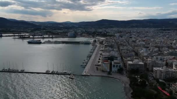 Aerial View Volos Seaside City Magnesia Greece — Stock videók