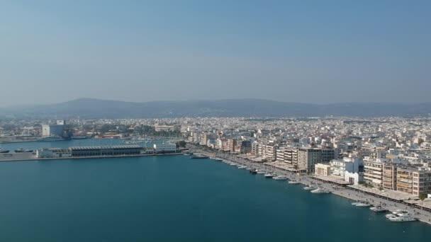 Aerial View Volos Seaside City Magnesia Greece — Stock video
