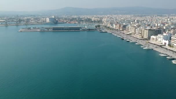 Aerial View Volos Seaside City Magnesia Greece — Stockvideo