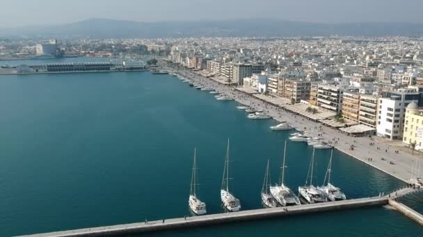 Aerial View Volos Seaside City Magnesia Greece — Wideo stockowe