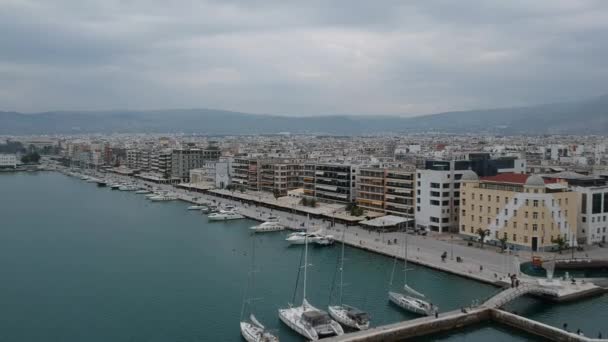 Aerial View Volos Seaside City Magnesia Greece — Vídeo de Stock