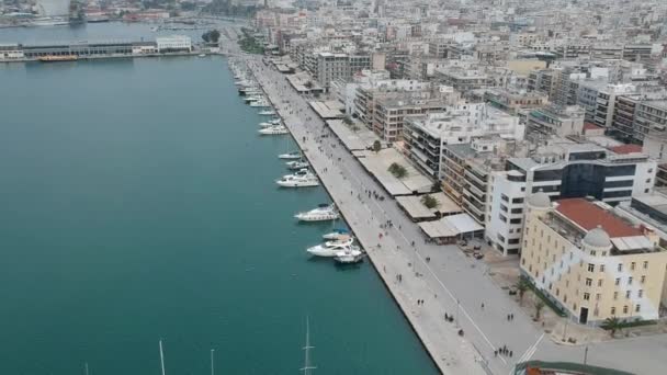 Aerial View Volos Seaside City Magnesia Greece — Vídeo de stock