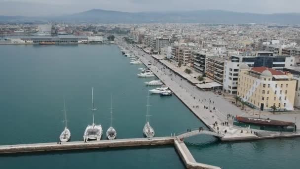 Aerial View Volos Seaside City Magnesia Greece — Stock videók