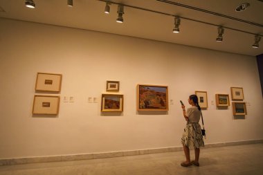 Panoramic view of the interior of Museu Picasso de Barcelona.The museum houses one of the most extensive collections of artworks by the 20th-century Spanish artist Pablo Picasso. in Barcelona, Catalonia, Spain