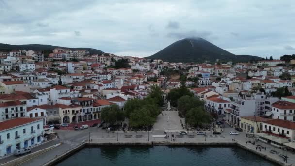 Aerial View Beautiful Seaside City Pylos Located Western Messenia Peloponnese — Stockvideo