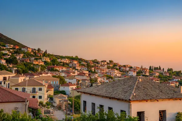 Prachtig Zonsondergang Uitzicht Vanaf Het Historische Kasteel Van Kyparissia Kustplaats — Stockfoto