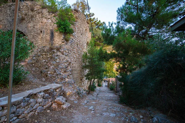Hermosa Vista Atardecer Desde Histórico Castillo Kyparissia Ciudad Costera Atardecer — Foto de Stock
