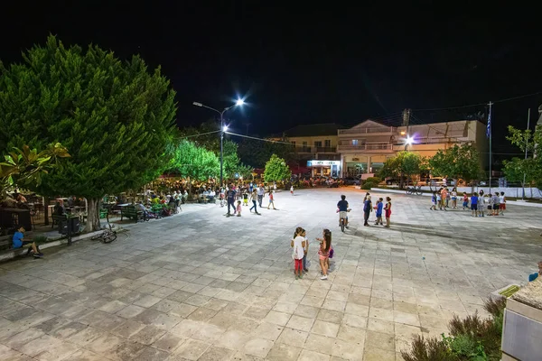 Vista Urbana Nocturna Ciudad Kyparissia Messenia Peloponeso Grecia — Foto de Stock